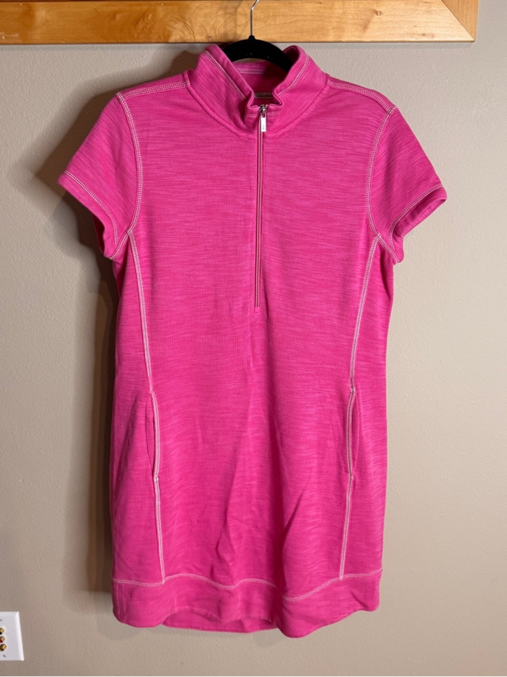Tommy Bahama Hot Pink Short Sleeve Zip-Up Dress with pockets